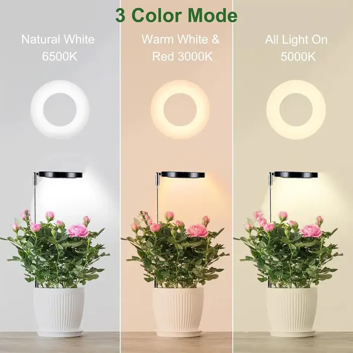 Lampe LED pour la croissance des plantes, lampe pour plantes en pot à spectre complet, tube télescopique inséré dans le sol, lumière blanche USB réglable.