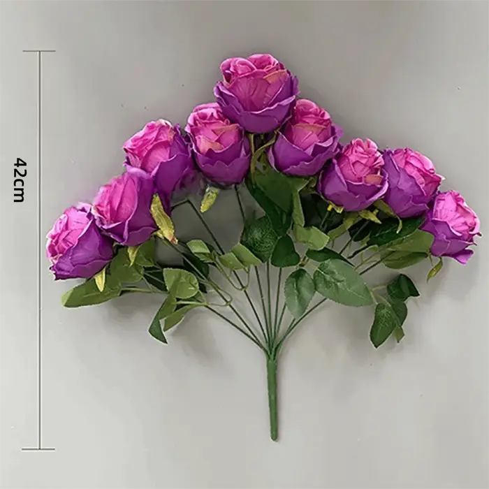 Fleur artificielle rose multicolore à 9 têtes