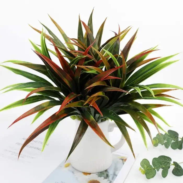 Feuilles d'orchidée artificielles réalistes de 42 cm, feuilles de gladiolus artificielles en plastique pour bricolage, simulation de plante araignée verte, décoration de jardin