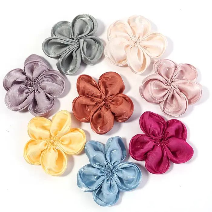 Fleurs artificielles en Satin de tissu coloré 6-7cm