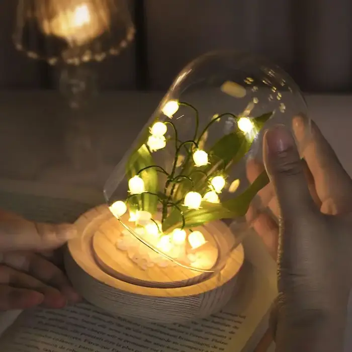 Fleurs artificielles bricolage créatif brillant à la main muguet veilleuse pour chambre décorative Festival cadeau d'anniversaire
