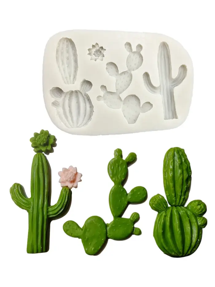 Moule en Silicone plante Cactus pour décoration de gâteau Fondant Cupcakes Sugarcraft biscuits bonbons cartes et argile résine outils de cuisson M2636