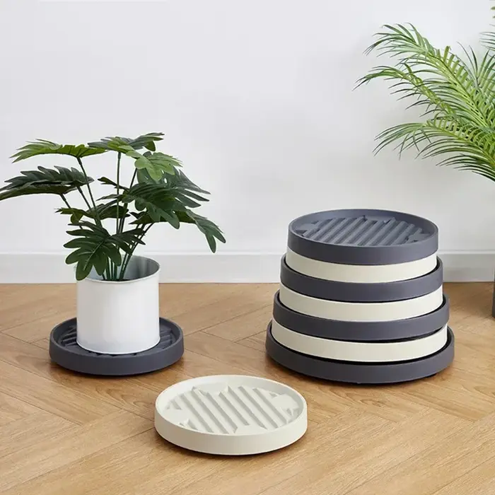 Support de jardinière rond mobile avec roues