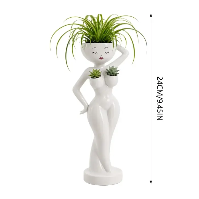 Pot de fleurs amusant en résine en forme de corps féminin pour cactus et succulentes, décoration pour la maison, le balcon, le bureau et le plan de travail.