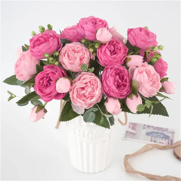 1 bouquet de fleurs pivoines en soie