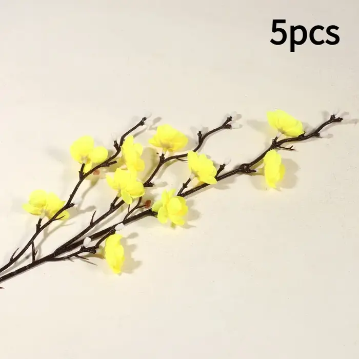 5 tiges de fleurs de prunier jaunes