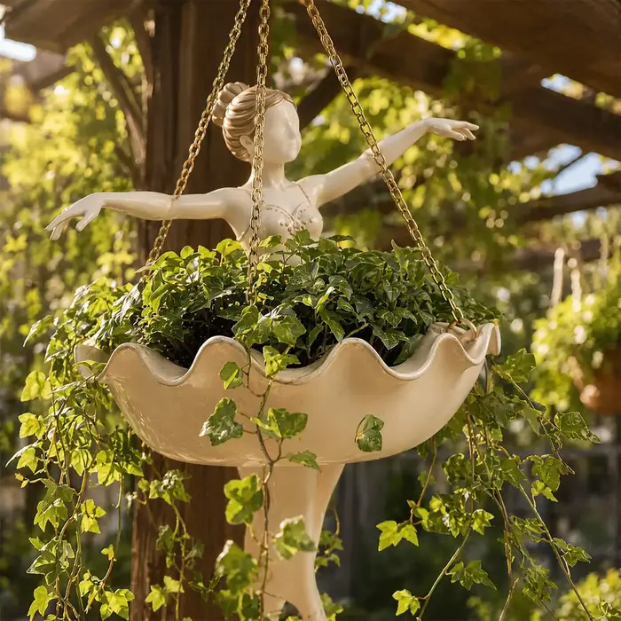 Pot de fleurs oscillant en résine, conteneur pour plantes d'intérieur, ornement, pot de culture pour plantes suspendues pour salon, salle à manger, balcon, café