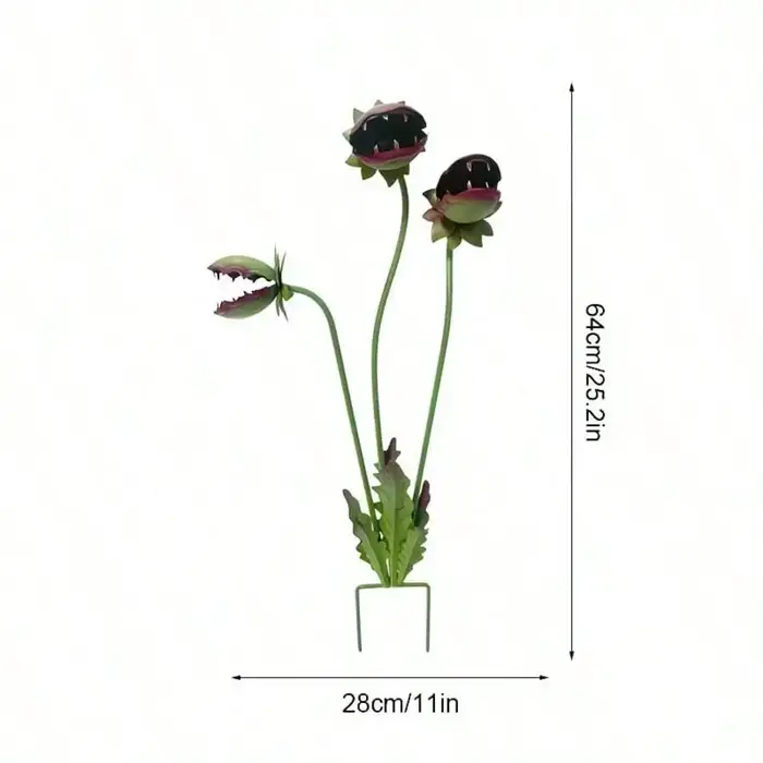 Décoration de jardin en métal peint en forme de fleur carnivore