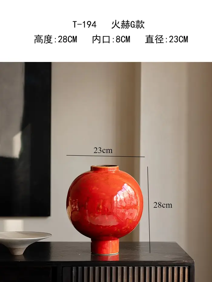 Vase en céramique rouge, vases à fleurs artistiques, vase pour fleurs séchées, vases hydroponiques, 