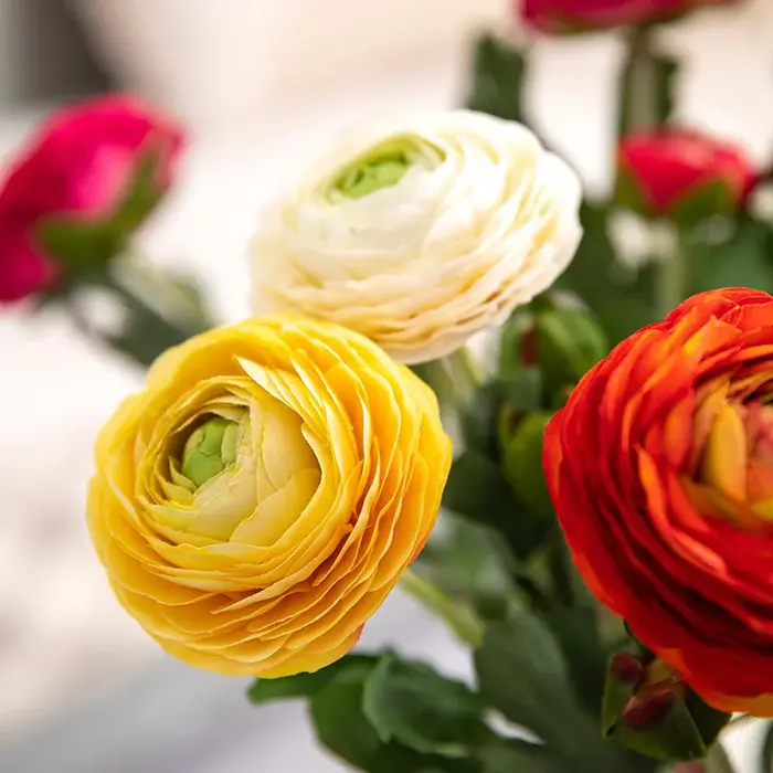 Tiges de fleurs artificielles de renoncule