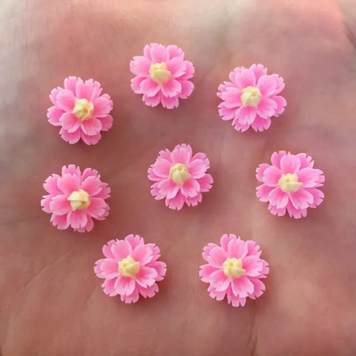 Nouveau 80 pièces résine 13mm 3D fleur Flatback pierre embellissement bricolage Scrapbook artisanat R92 * 2