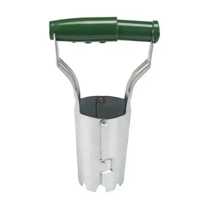 Semoir de plantation de fleurs en acier inoxydable avec manche en bois pour le jardinage, le forage 