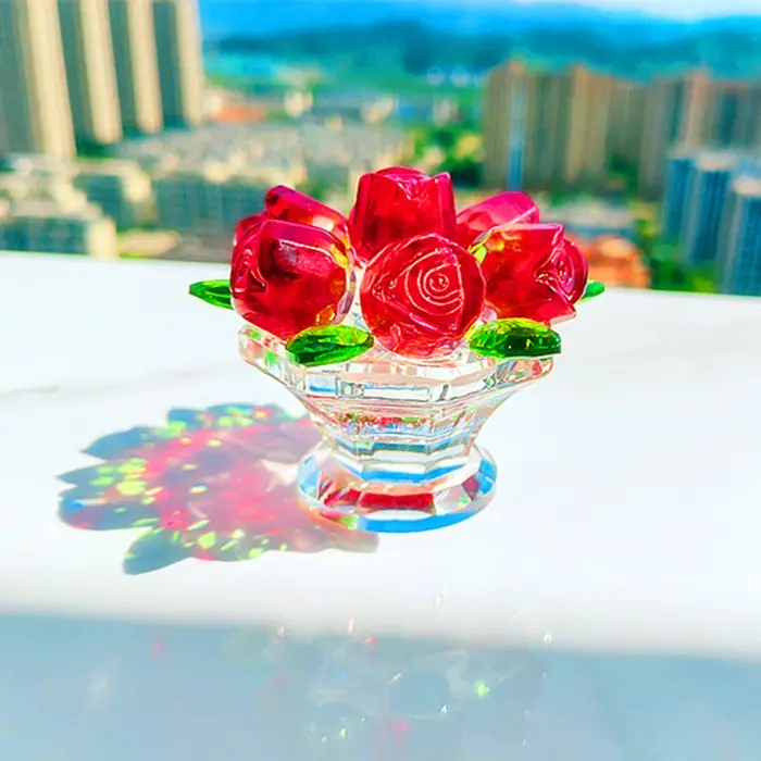 Fleurs de roses artificielles en verre de cristal, roses de simulation pour la maison, mariage, noël et saint-valentin, cadeaux souvenirs