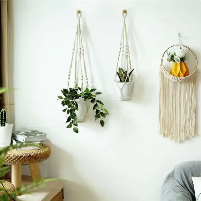 Cier de suspension pour plantes en macramé fait à la main, Pot de fleur, décoration suspendue pour b