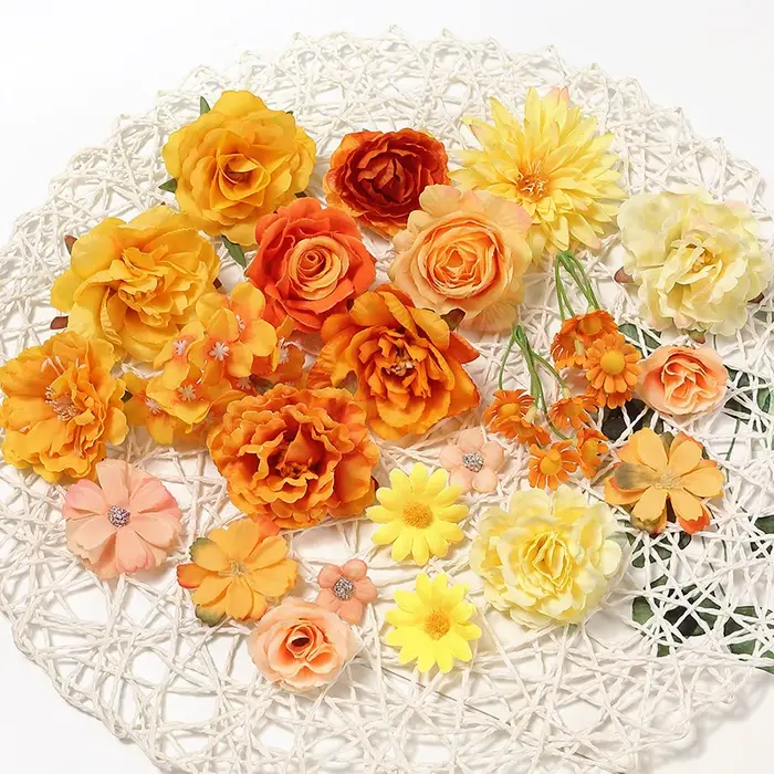 Têtes de roses artificielles série Orange