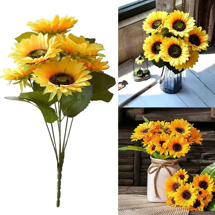 Bouquet de tournesols artificiels à 7 têtes