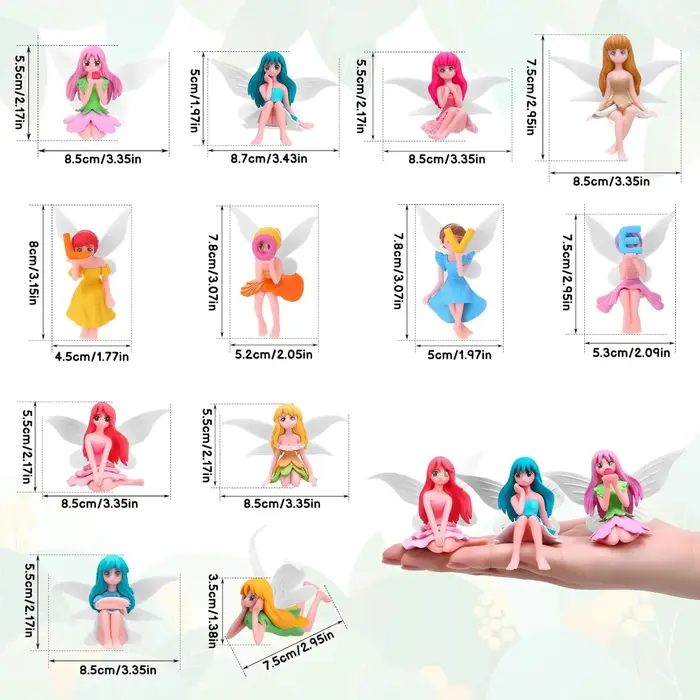 4 figurines de fées miniatures