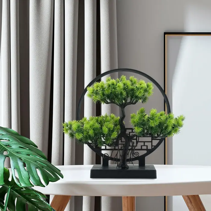 Bonsaï artificiel, plantes artificielles vertes, fausse plante d'intérieur pour bibliothèque, bureau