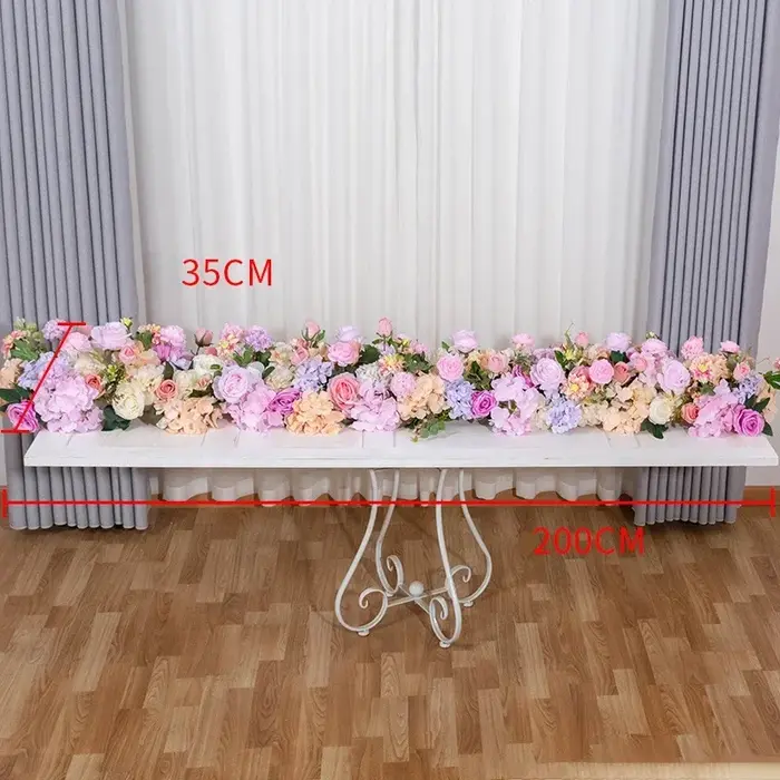 Arrangement de rangées de fausses fleurs 200x35CM