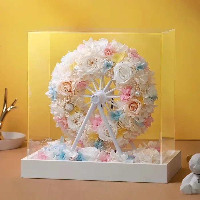 Fleur éternelle grande roue Rose vraie fleur Premium boîte-cadeau anniversaire saint valentin mariag