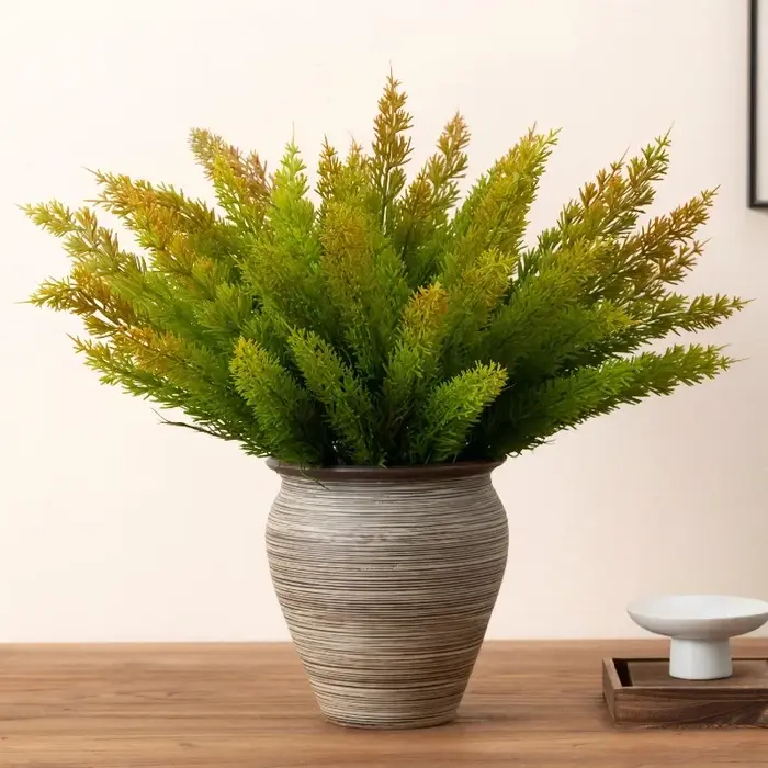 Lot de 3 plantes artificielles en plastique : Bouquet de plante verte simulation