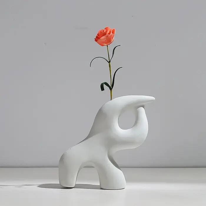 Vase en céramique, Arrangement de fleurs séchées