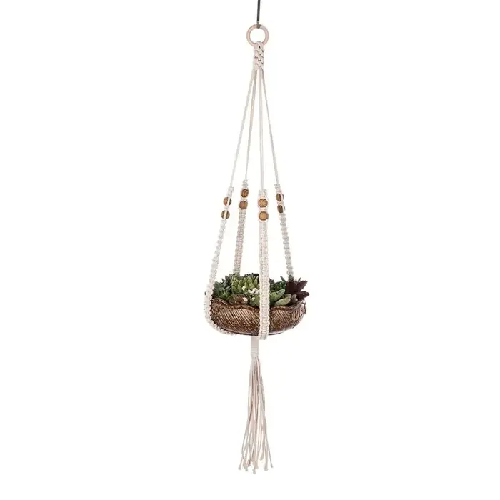 Plateau Boho coton corde cintre Pot de fleur jardinage 4 pieds porte-Pot