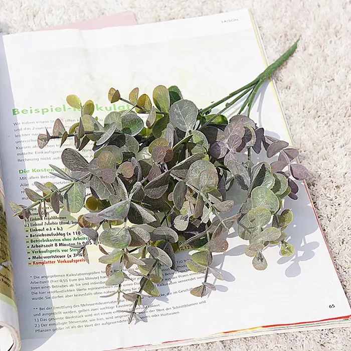 Plantes artificielles en plastique, feuilles, branche d'eucalyptus vert, Vase de jardin, maison, sal