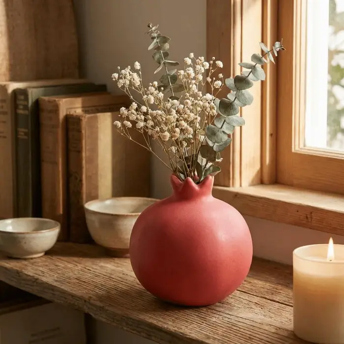 Vase en céramique artisanal en forme de grenade