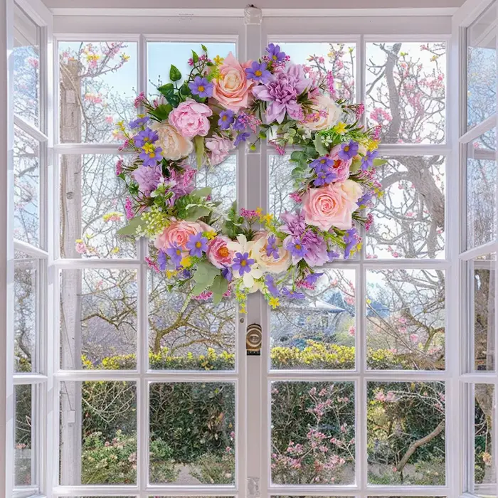 Couronne de fleurs artificielles