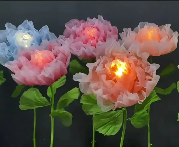 Fleurs artificielles LED à ouverture et fermeture automatiques