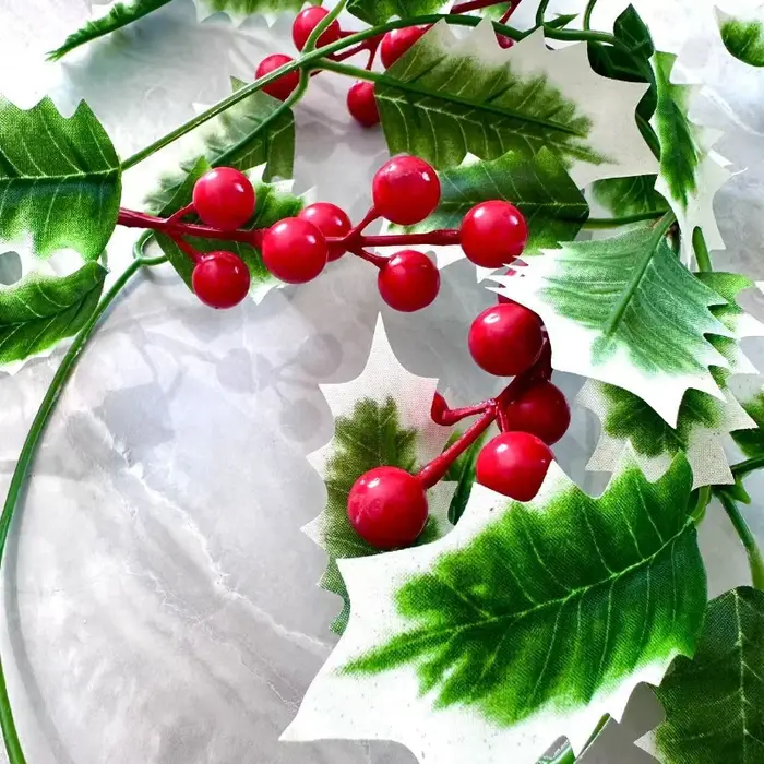 2 pièces 200cm Simulation noël cassis rouge plantes feuilles vignes chambre décoration en plastique artificiel vert plante feuille vigne