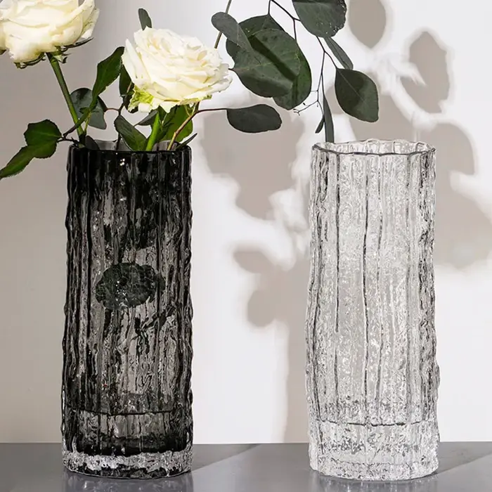 Vase en verre transparent pour décoration de table à manger