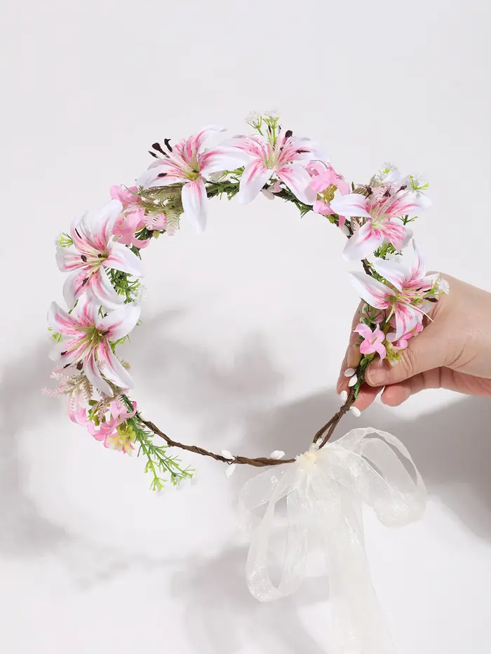 Guirlande de fleurs de lys artificielles