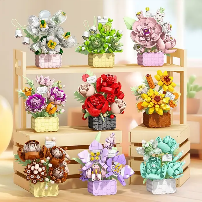 Panier de fleurs éternelles roses
