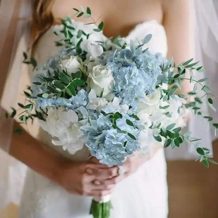 Hortensia fleurs en soie rose
