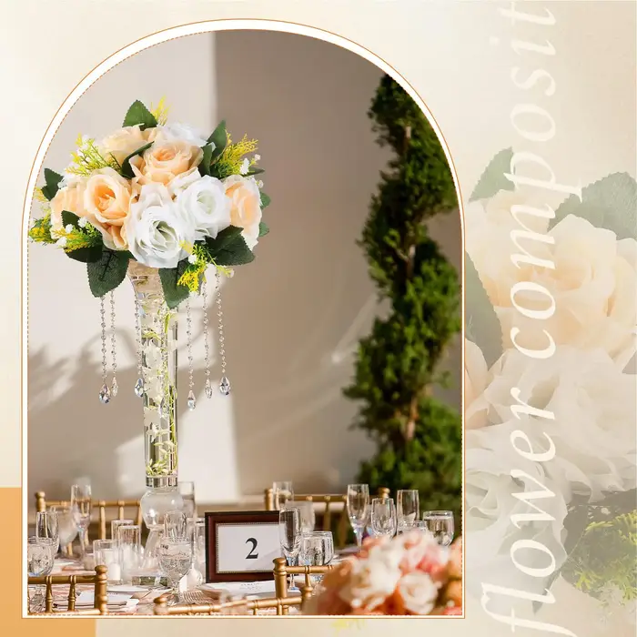 Uflower 6 pièces fleurs artificielles boule pièce maîtresse décorations de Table