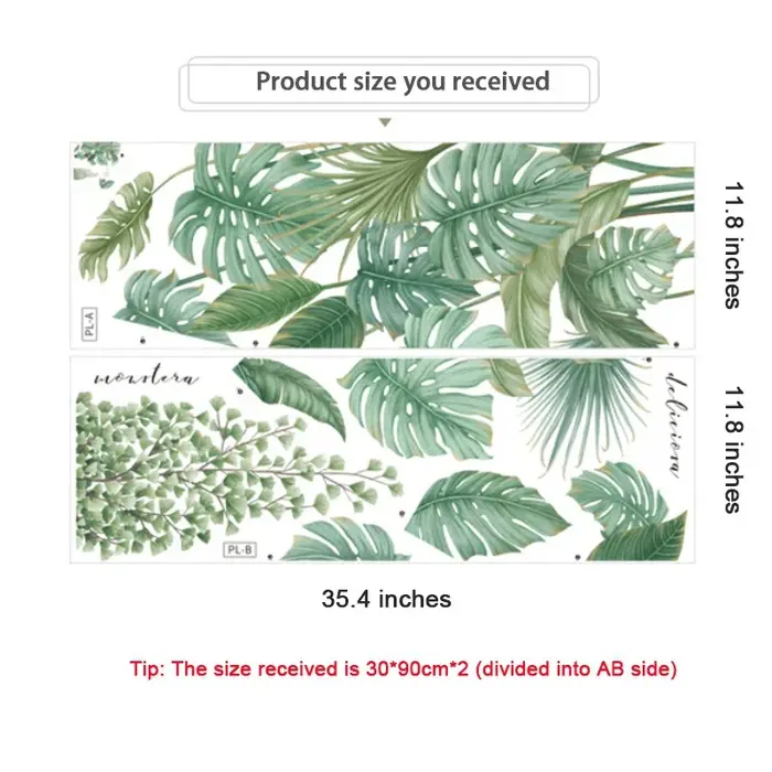 Autocollant mural plantes feuilles de Monstera tropicales