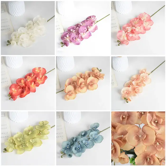 Fleurs artificielles 8 têtes de branches d'orchidées