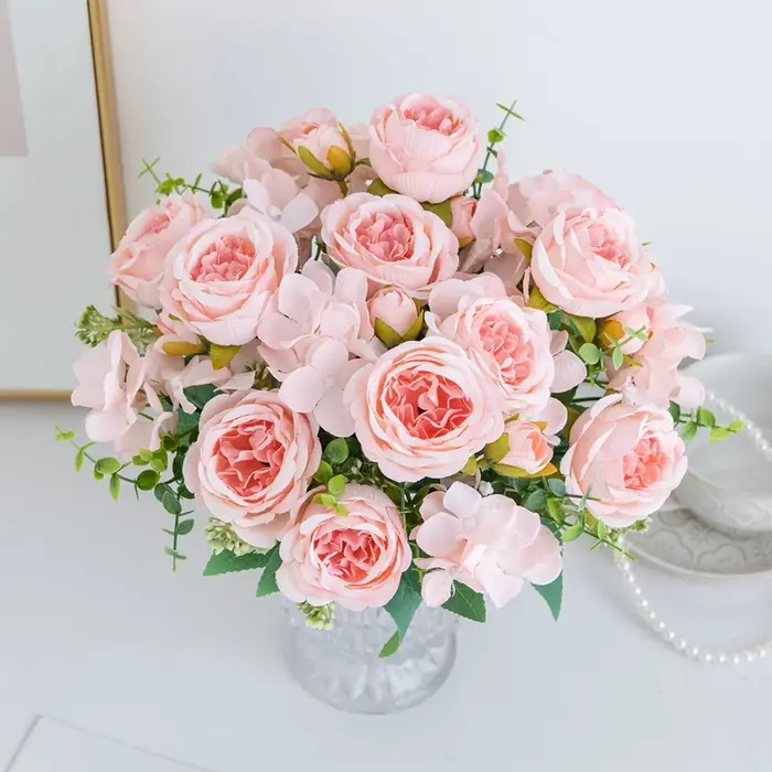 Fleur artificielle de pivoine de soie maison Vase chambre jardin extérieur cour couronne de mariage Bouquet de mariée