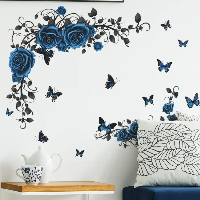 Autocollant mural papillon rose bleu, décoration murale pour salon, fond de canapé, décoration de ch