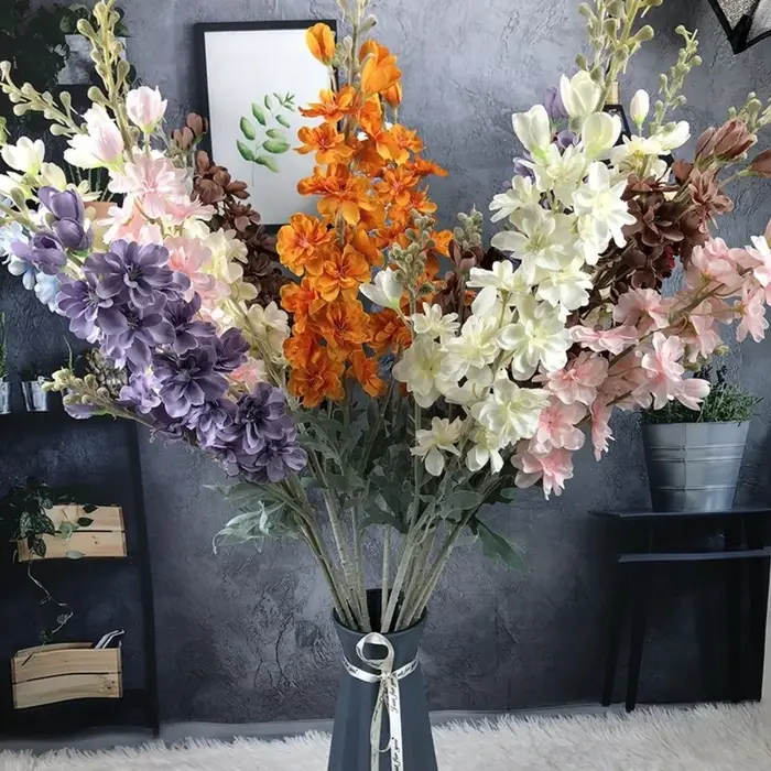 Nouvelles Grandes Fleurs Artificielles de Delphinium à 2 Branches