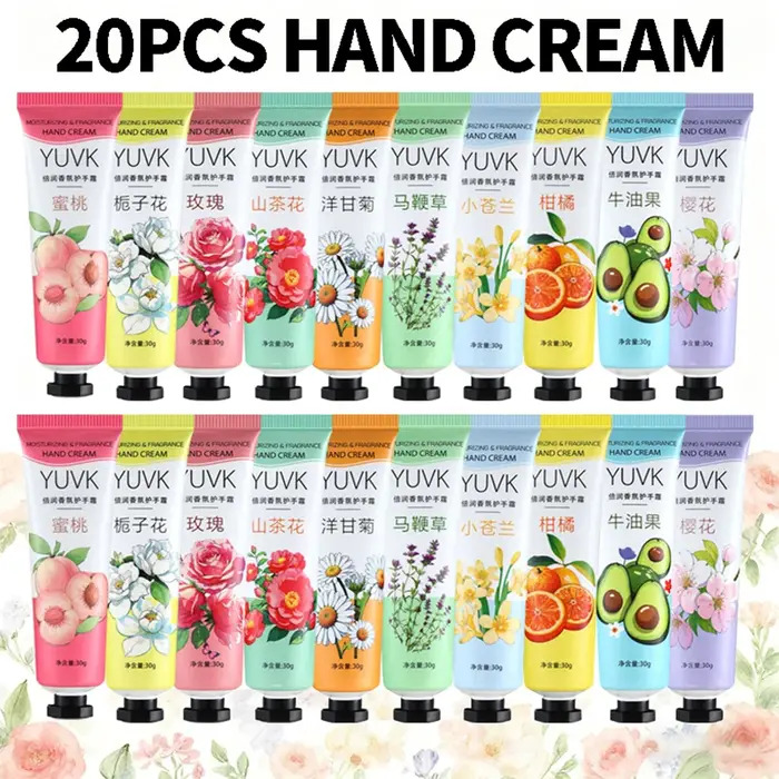 20PCS Crème pour les mains aux fleurs de fruits