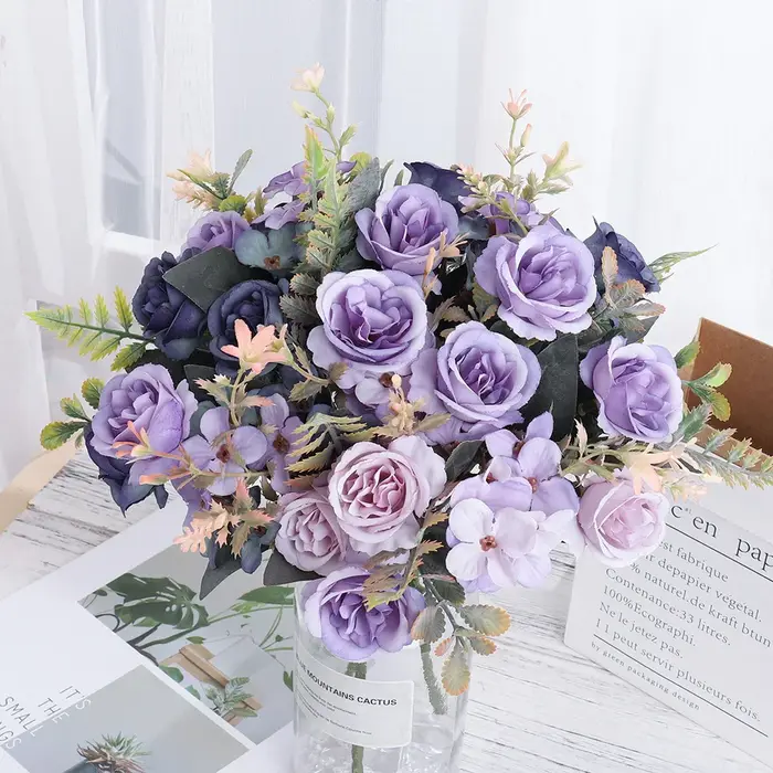 Beaux Roses artificielles hortensia en soie