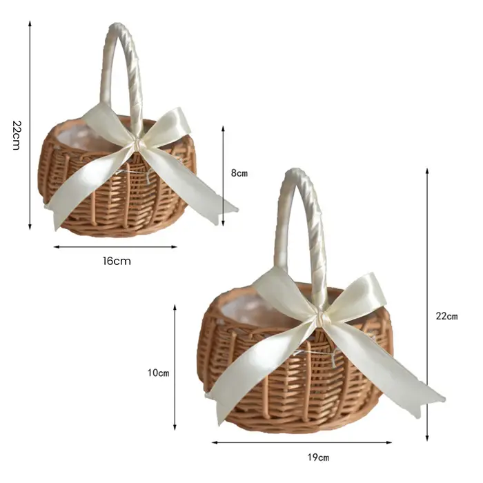 Panier de fleurs de mariage tissé à la main avec poignée