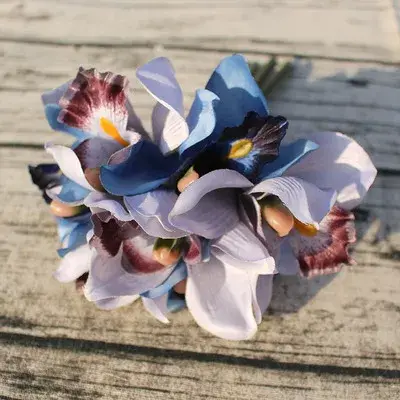 Bouquet d'orchidées artificielles en soie Vintage, fausses fleurs, pour un jardin, un balcon ou une