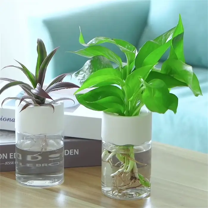 Mini Pot de fleur hydroponique, Vase décoratif pour la maison, Imitation verre Transparent, Pots de 