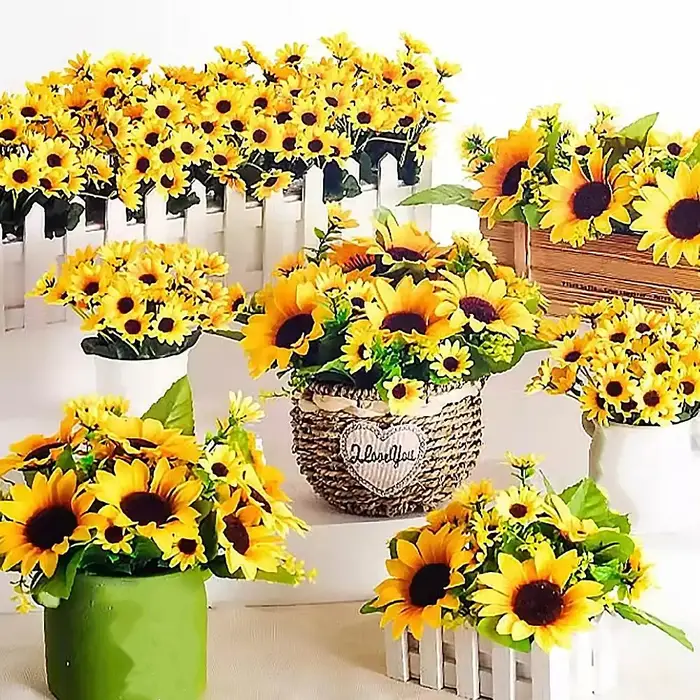 Bouquet de tournesols artificiels au toucher réel