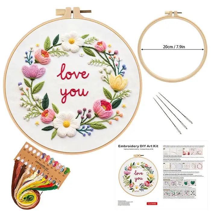 Kit de bricolage de broderie florale pour la saint-valentin