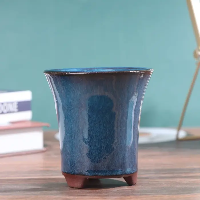 Pots à Bonsaï de Style Chinois, Pot de Fleurs en Grès Respirant avec Trous